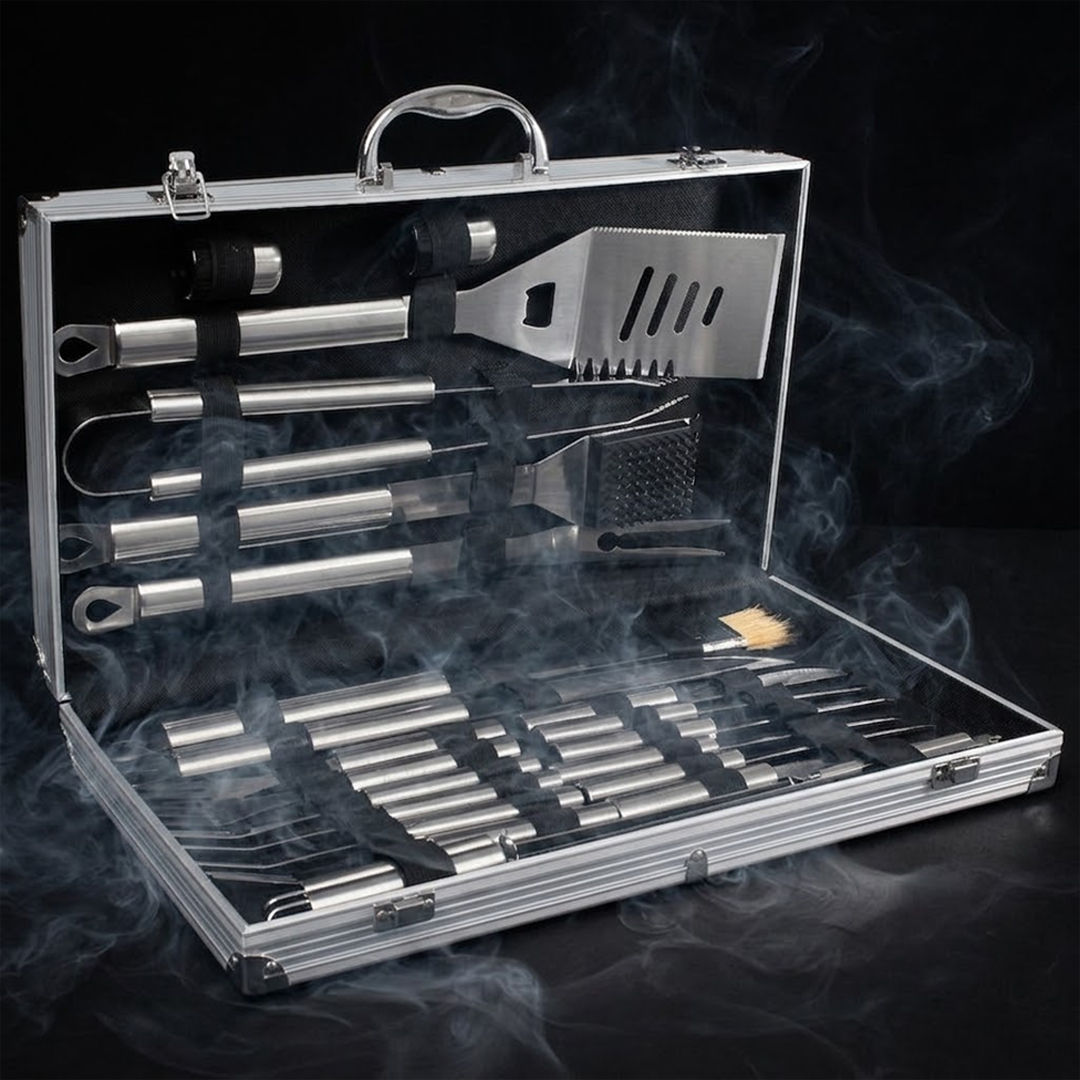 Deluxe BBQ Set Metálico de 24 piezas